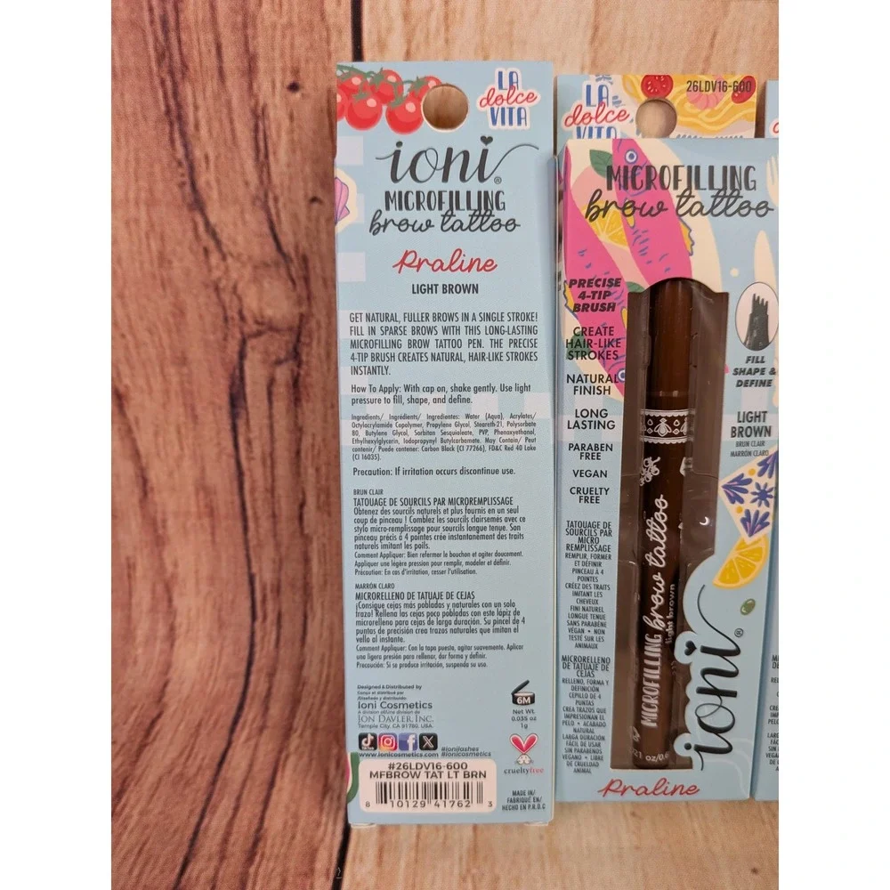 3 PK Ioni La Dolce Vita Microfilling Brow Tattoo Praline Light Brown